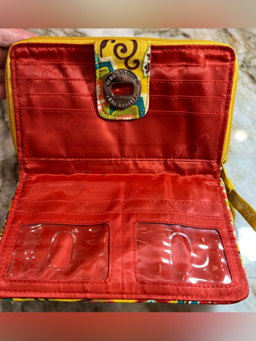 Vera Bradley Wallet EUC Yellow Floral Quilted Crossbody Bag - Vibrant Multicolor - Picture 5 of 9